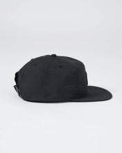 Load image into Gallery viewer, Crown Patch 5-Panel Strapback Hat - Black
