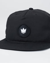 Load image into Gallery viewer, Crown Patch 5-Panel Strapback Hat - Black
