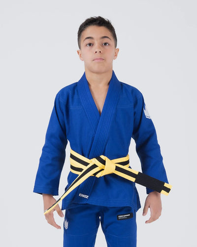 Kimono BJJ (Gi) Kingz Kore Youth 2.0. Azul con cinturón blanco