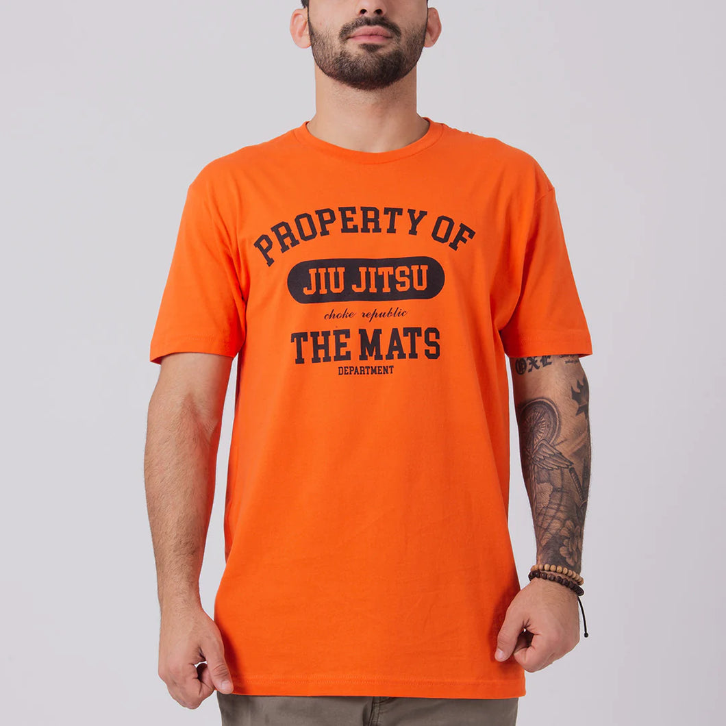 Propriedade da República de Choke da camiseta BJJ-Orange