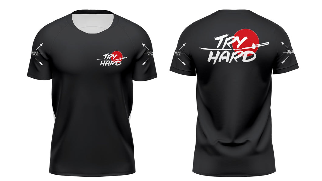 Rashguard Kids Try Hard manga curta- preto