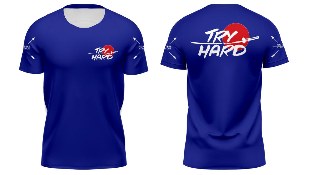 Rashguard Try Hard Manga Corta- Azul