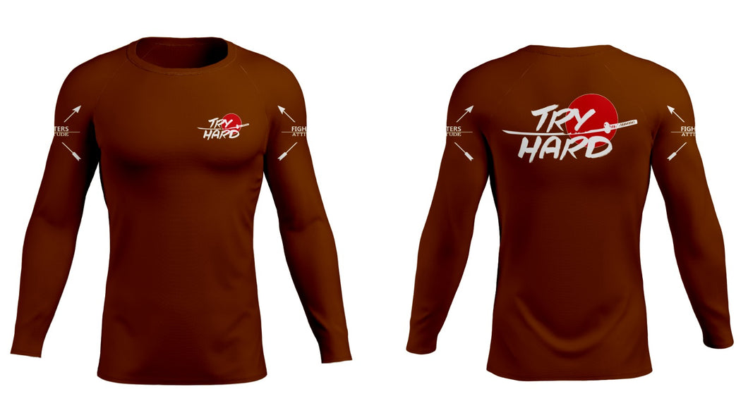 Rashguard Try Hard Long Sleeve- Brown