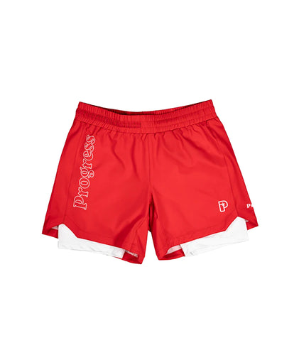 Progresso- perfil híbrido shorts- vermelho e branco