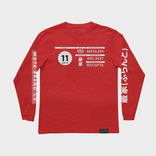 T-shirt de manga comprida marca Moya Marca o dia todo- vermelho