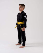 Charger l&#39;image dans la galerie, Kimono bjj (gi) kingz kid&#39;s kore noir avec ceinture blanche
